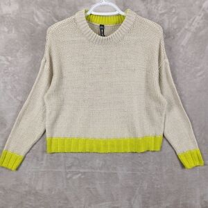Design Lab Lord & Taylor Sweater with Neon‎ Green Trim Size XS